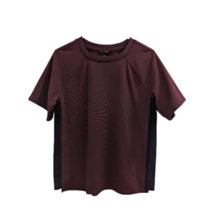 Banana Republic Maroon with Black ColorBlock Short Sleeve Shirt